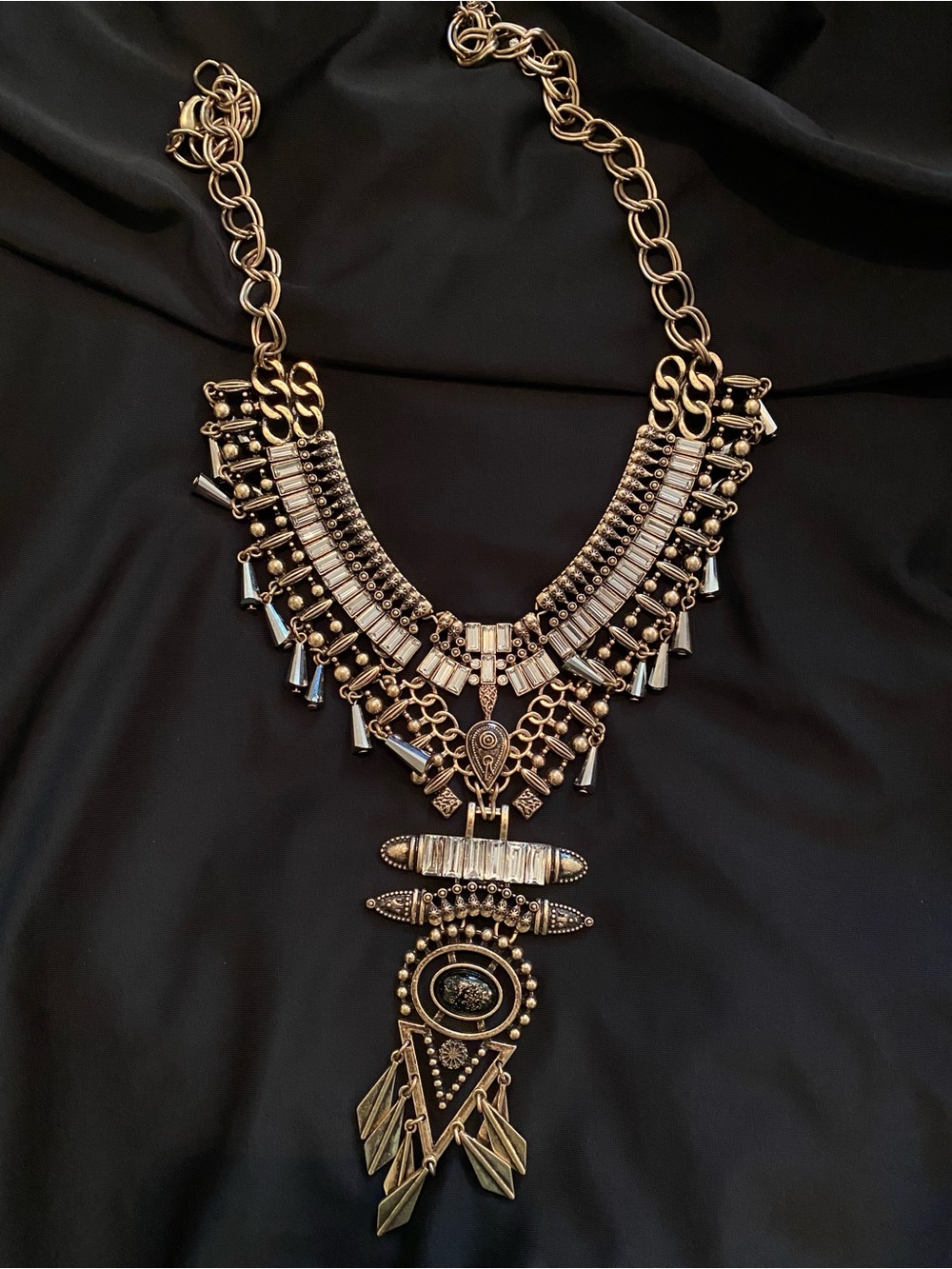 Statement Gold-Tone Pendant Bib Necklace - Women Jewelry
